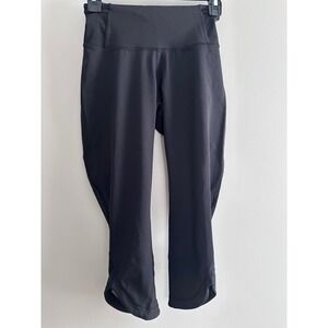 Lululemon Black Crop Leggings Mesh Panels High Rise Athletic‎ Yoga Pants